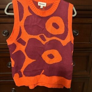 &merci Orange and Purple Abstract V-Neck Sweater Vest